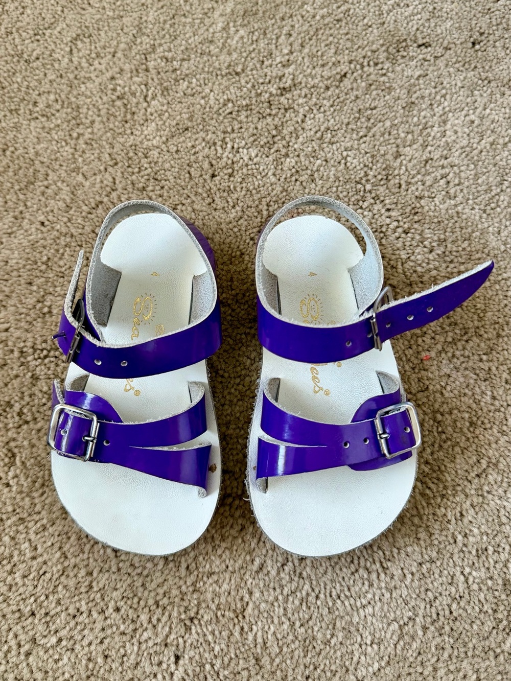 Salt Water Sandals by Hoy Purple Patent Strappy Kids Sandals